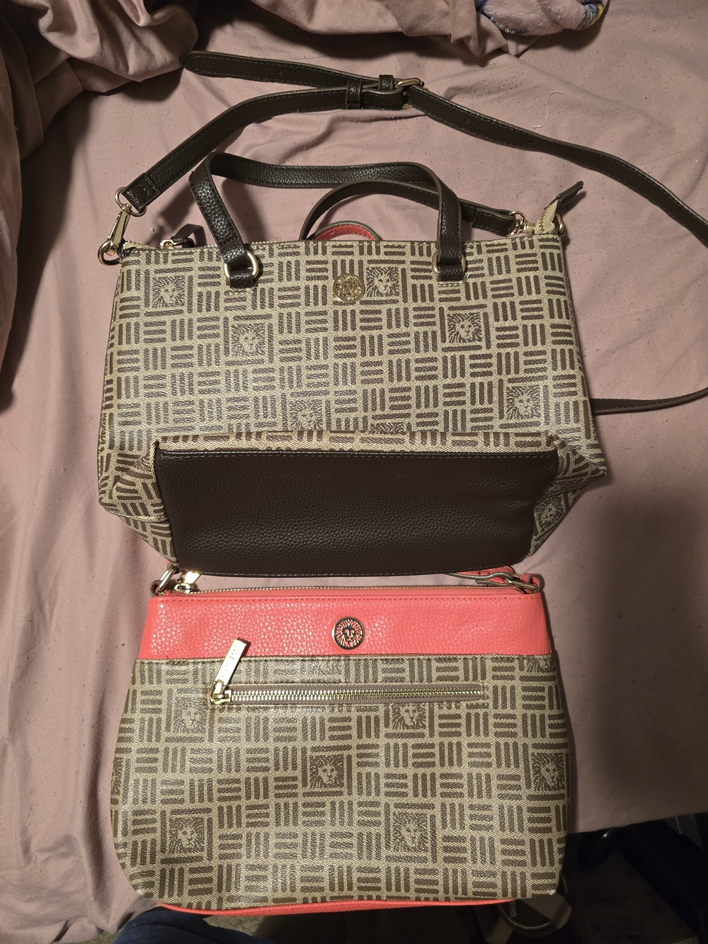 Anne Klein - Purses Set in Brown and Coral